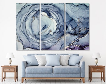 Abstract Whirlpool Wall Art, Gray Alcohol Ink Canvas Print Art, Modern Abstract Marble Veins Wall Art, Marble Translucent Veins Print