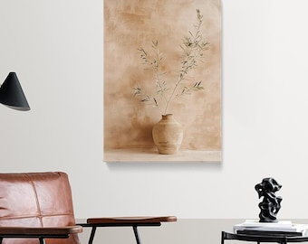 Olive Branch Canvas Print, Minimalist Olive Wall Art, Olive Branch Decor, Beige Boho Artwork, Olive Branch Decor, Olive Branch Picture Print