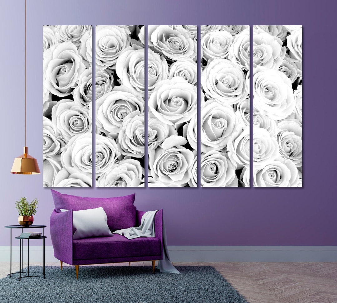 White Roses Wall Art | Bouquet Art Flowers Canvas Print, Roses Canvas ...