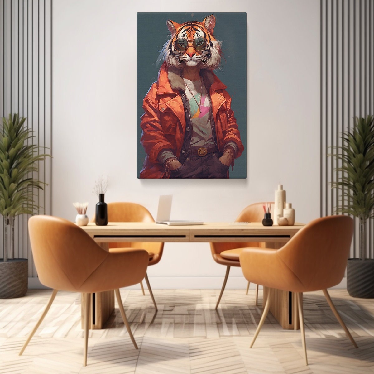 Animal Wall Art, Modern Tiger Portrait Canvas Print, Urban Style Animal ...