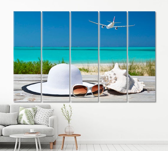 Bahamas Tropical Beach Wall Art, Ocean Wall Art, Summer Concept Wall Set, Sea Beach Canvas Print, Tropical Beach Wall Set, Ready To Hung
