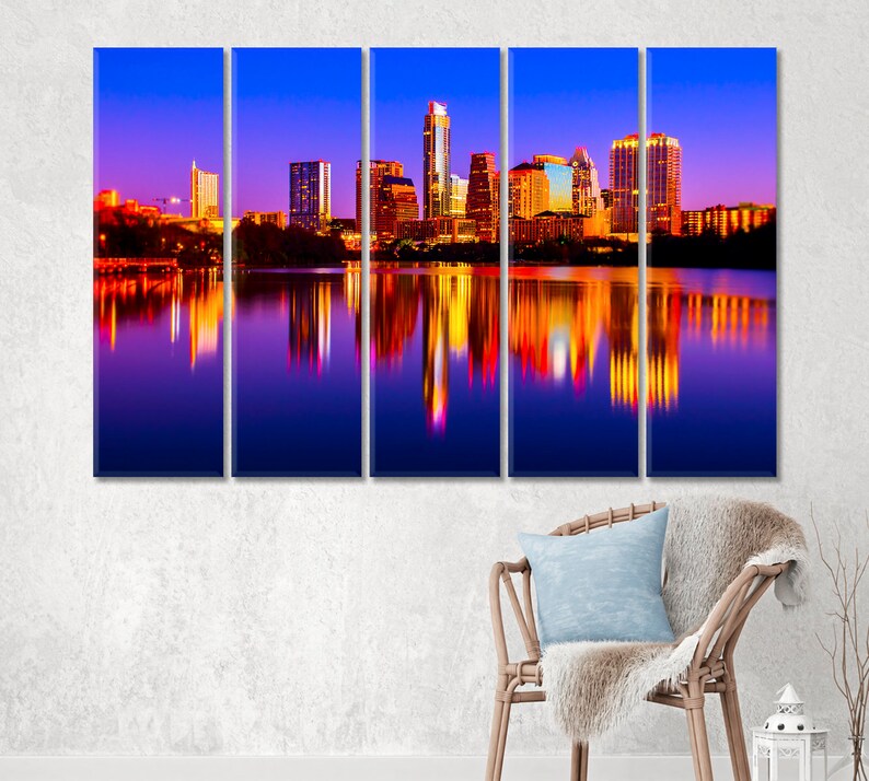 Texas Austin Wall Decor Austin Downtown Sunrise Canvas Print Etsy