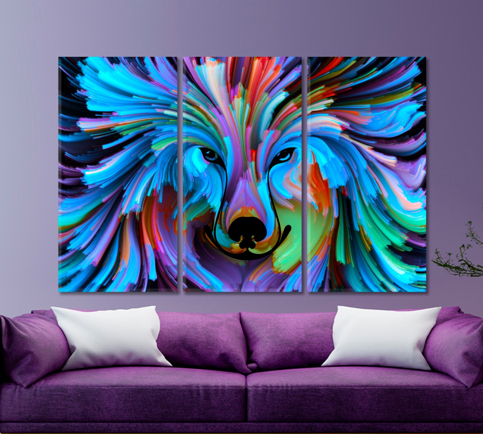 Wolf Dog Abstract Vivid Canvas Print Big Canvas Print Etsy