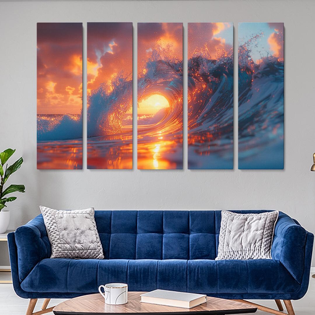 Ocean Wave Canvas Print, Sea Wave Wall Art, Coastal Beach Home Decor ...
