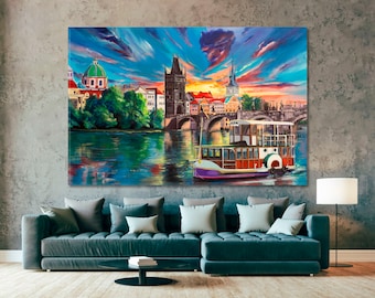 Prague's Fairytales | Large Wall Décor For Home Canvas Print, Contemporary Art, Landscape Artwork, Cityscape Modern Art, Trendy Wall Art