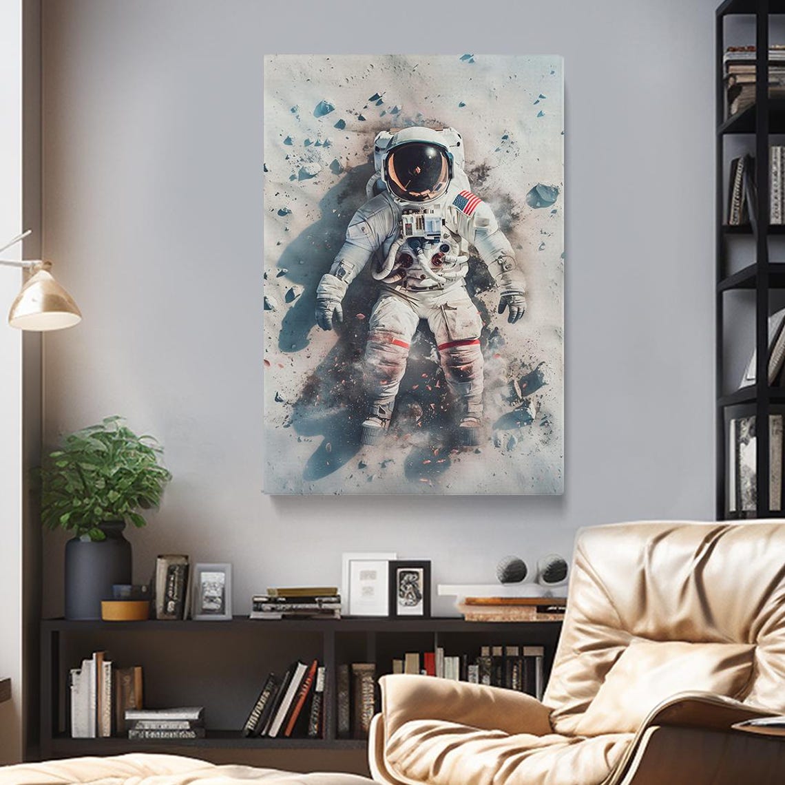 Astronaut on Moon Canvas Print, Astronaut in Space Wall Art, Outer ...
