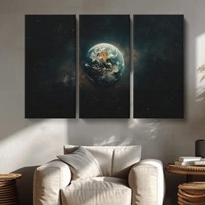 Earth From Space Canvas Print, Earth Planet Wall Art, Cosmic Home Decor, Outer Space Wall Decor Framed Ready to Hang Gift, Space Canvas Art