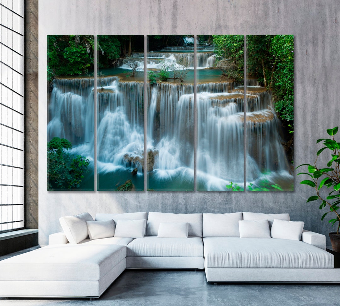 Cascade Waterfalls Deep Forest Photo Poster Canvas, Beautiful Stream ...
