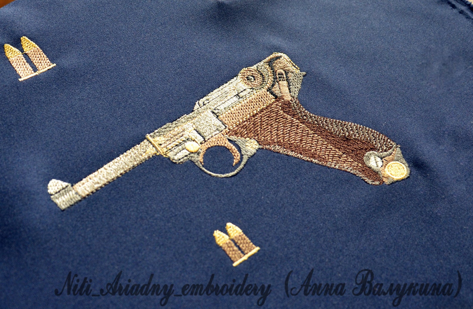Machine embroidery design luger gun  etsy Machine embroidery design luger gun  etsy