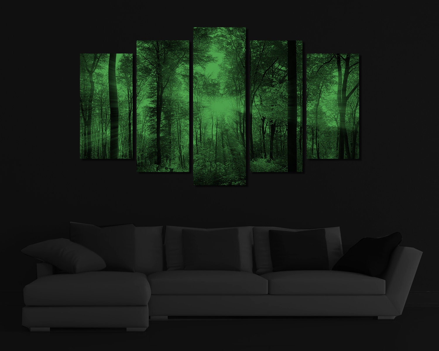 Glow in the Dark Framed Canvas Art Sunray Spring Forest Etsy