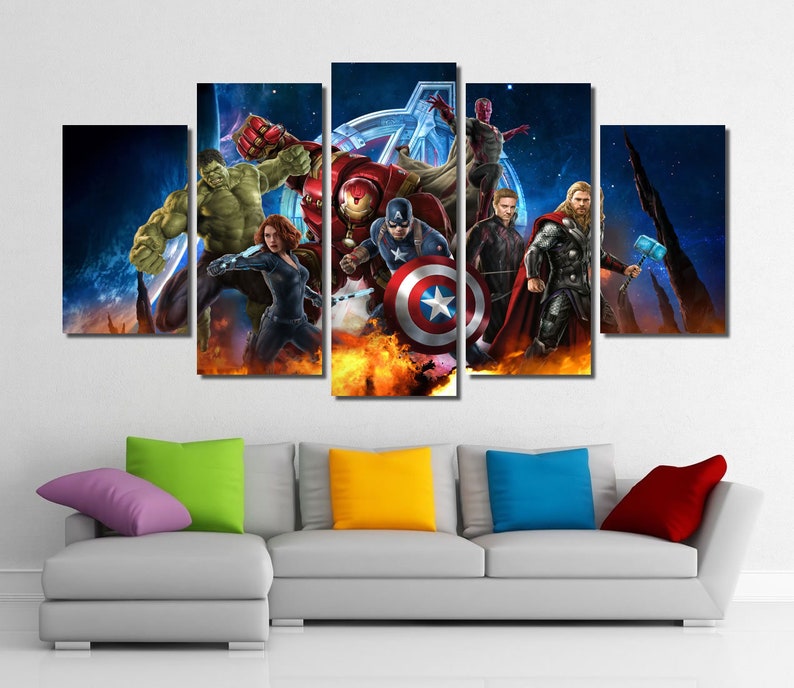 Glow in the Dark Framed Canvas Art Marvel Avengers Age of Etsy