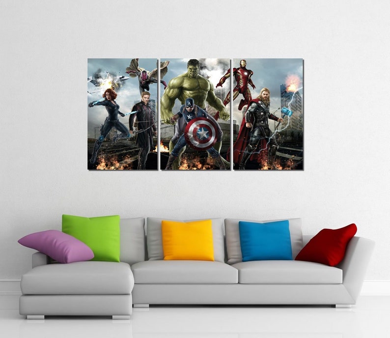 Glow in the Dark Framed Canvas Art Marvel Avengers Captain Etsy
