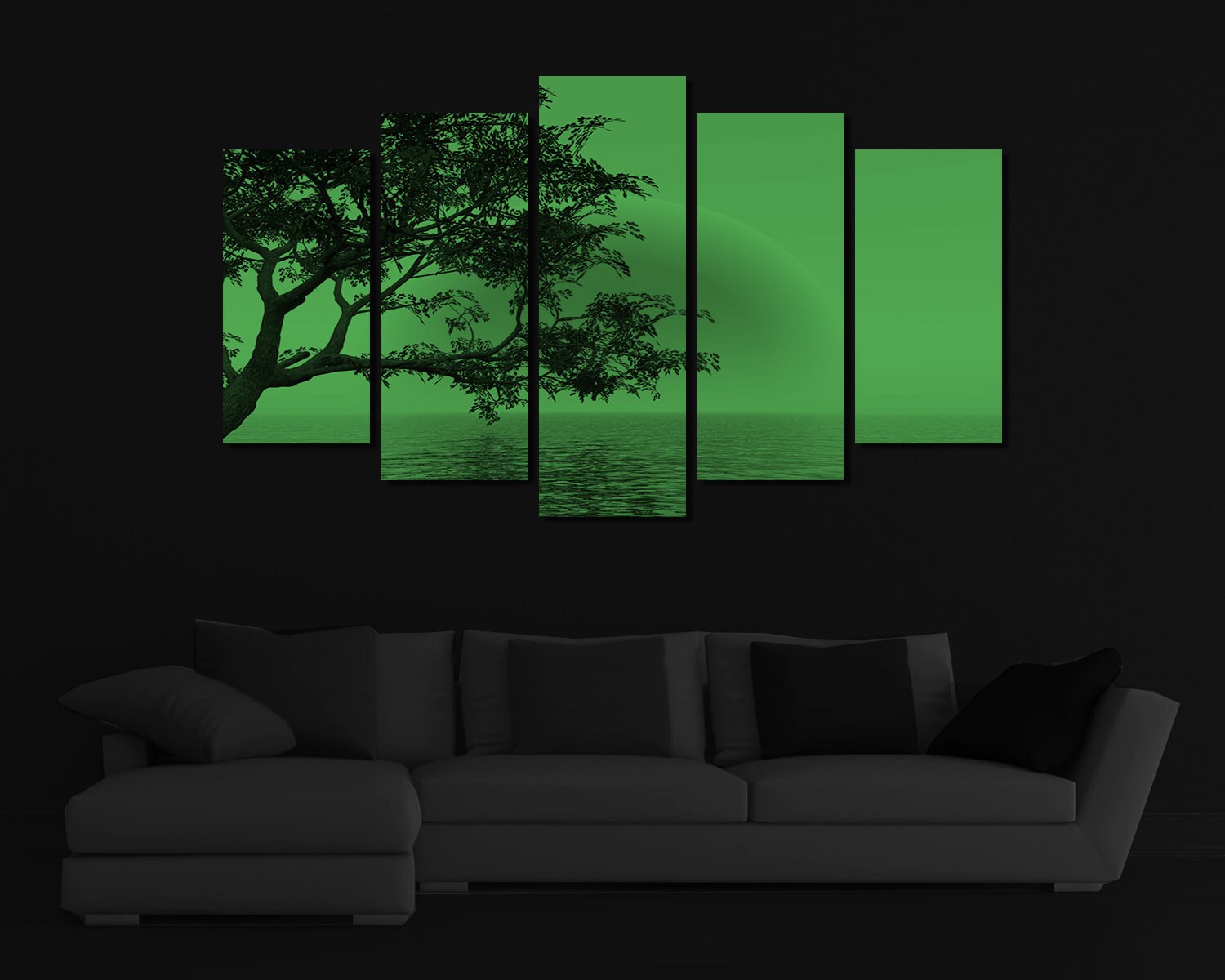 Glow in the Dark Framed Canvas Art Sunrise Ocean Ready to Etsy UK
