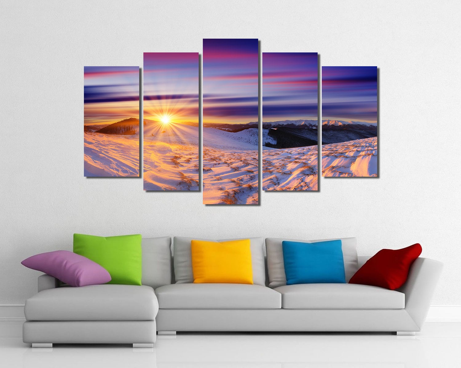 Glow in the Dark Framed Canvas Art Sunset Winter Mountain Etsy