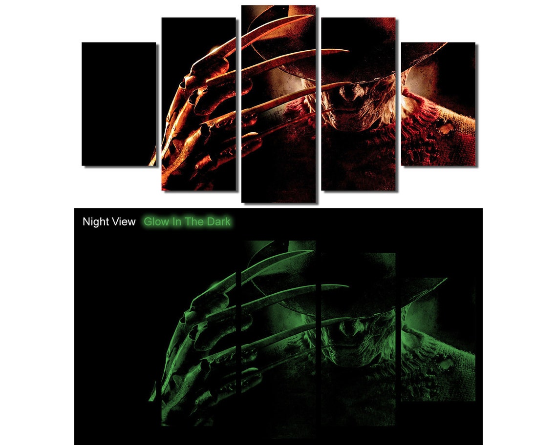 Glow in the Dark Framed Canvas Art Freddy Krueger A Etsy