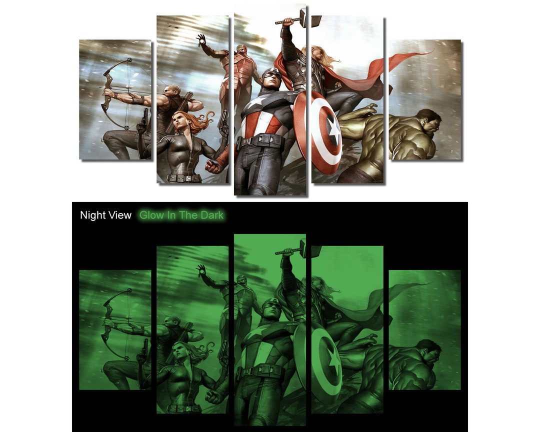 Glow in the Dark Framed Canvas Art Marvel Avengers Age of Etsy