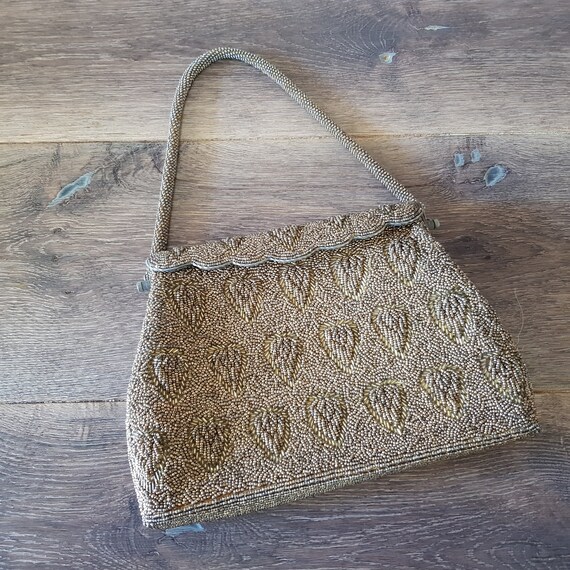 Beaded Gold Handbag or Evening Bag 1950's