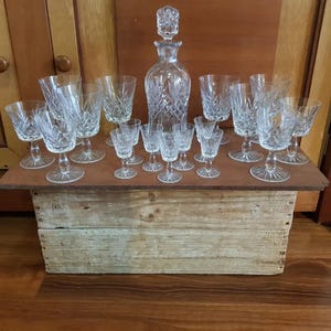Vintage Crystal Cut Decanter and Glass set