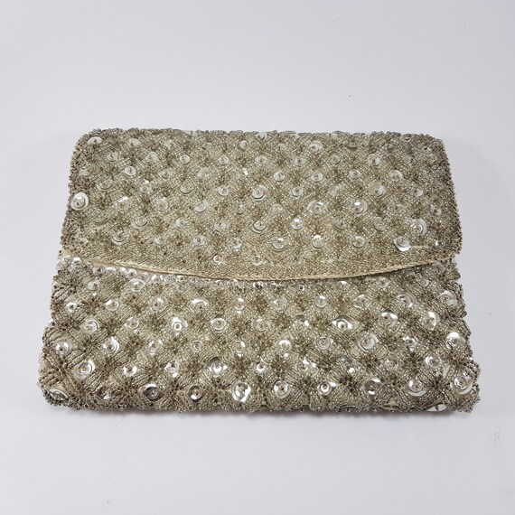 Vintage Beaded Sequin Clutch Purse 1950's