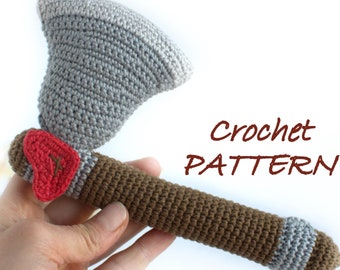 Crochet Axe Pattern: Baby Rattle, Viking Cosplay Prop (Digital Download)