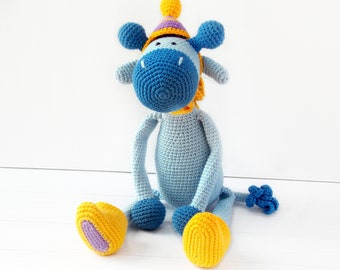 Crochet giraffe Personalized gift for newborn Toddle gift Knitted giraffe Montessori sensory toys Jungle animals nursery toy Newborn gift