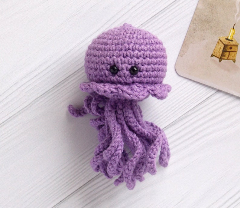 Crochet Amigurumi rainbow Jellyfish Safe toys Crochet Animals Baby education toy Nursery decor baby shower party gift Natural baby Rattle Purple