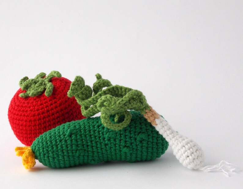 1 pc+ Crochet Cucumber Rattle Tactile toy Soft food Learning toys Veggies Montessori Toys Teether teeth Newborn basket Easter