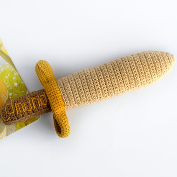 Crochet Wood Sword Personalized toy Baby viking Rattles Baby photo shoot Play Sword