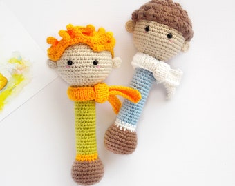 Personalized Crochet Doll rattle Baby eco Cotton rattle Organic crochet for newborn Eco Rattles Newborn basket stuffer for babies