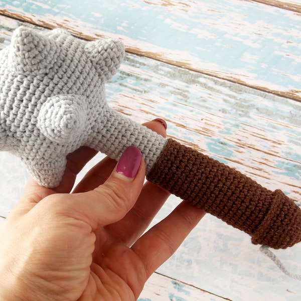 Crochet weapon Morningstar Baby cotton rattle Inventory for a children's photo shoot Mace plush toy Educational toys Little viking