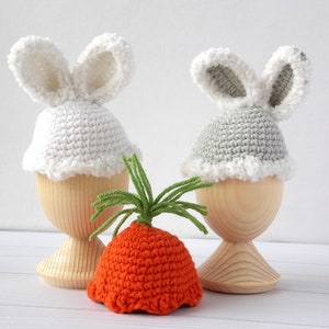 Easter gift 3 crochet hats for eggs Warmer for eggs Crochet bunny decor Carrot Passover basket Easter baby gift Easter basket decor image 4