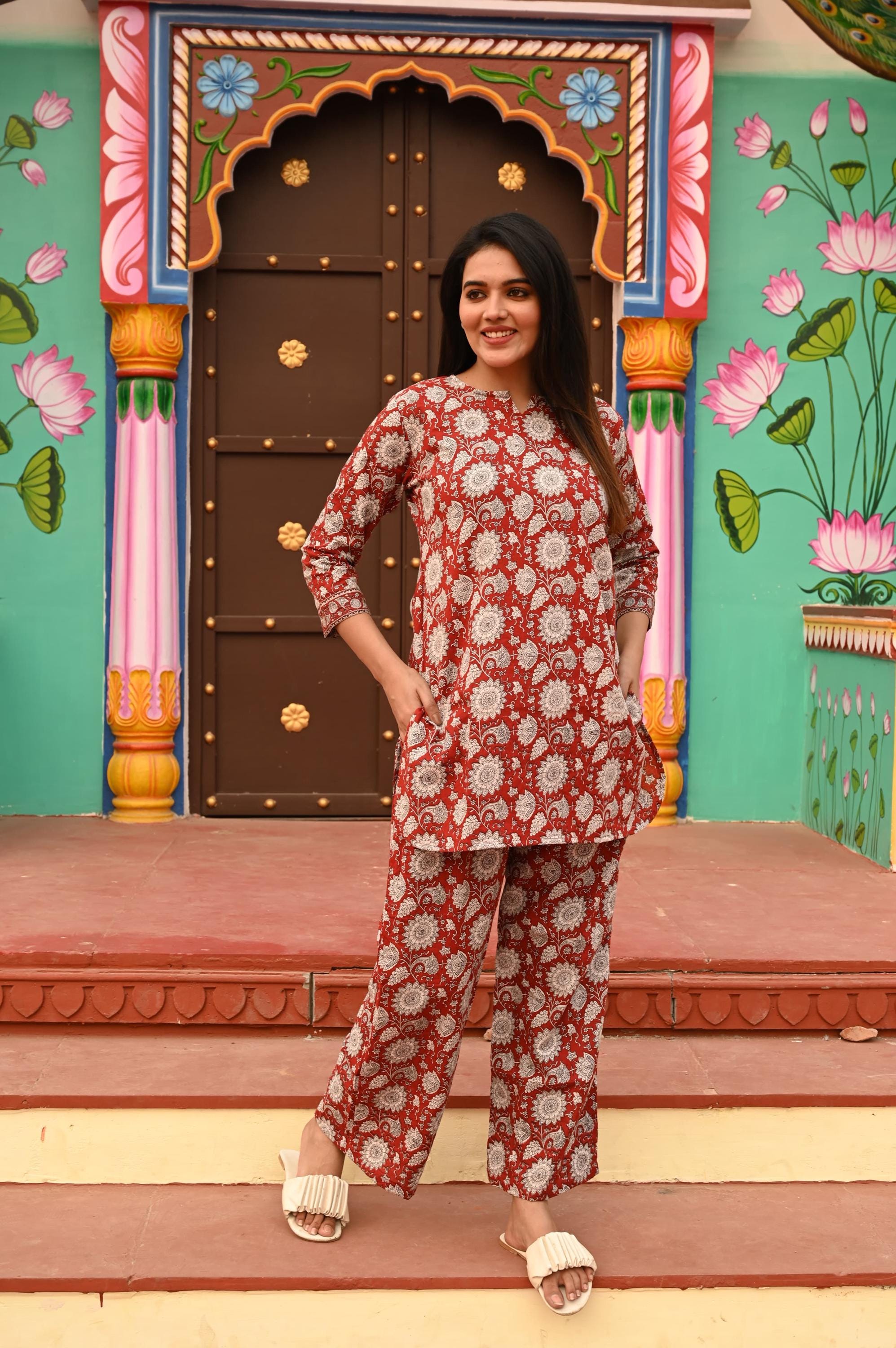 Krishna Hand Block Printed Pure Cotton Coord Set