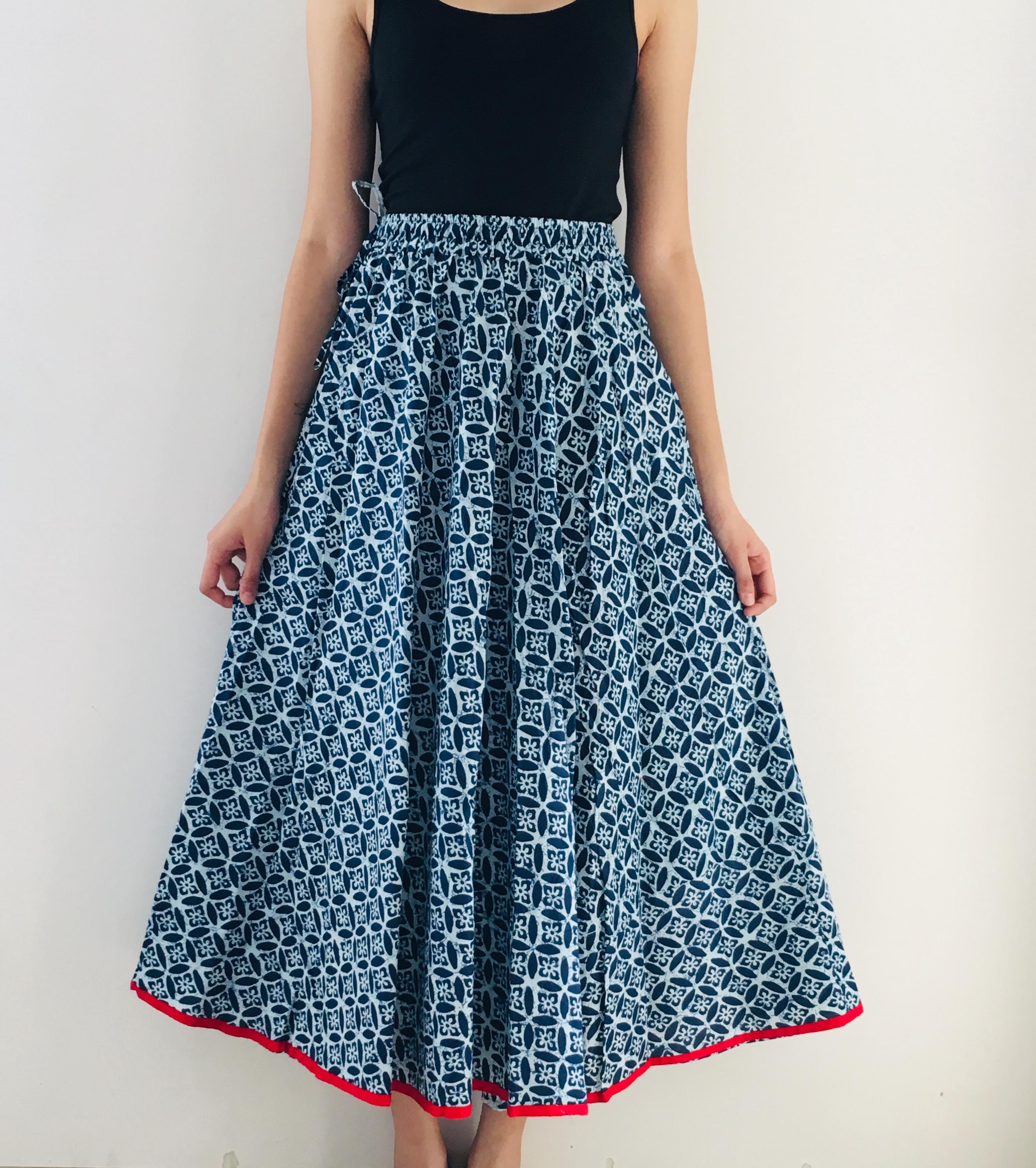 Handmade Block Print Cotton Skirt: Indian Maxi Dress, Free