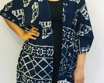 Bohemian Indigo Print Cotton Scarf: Handmade Indian Stole
