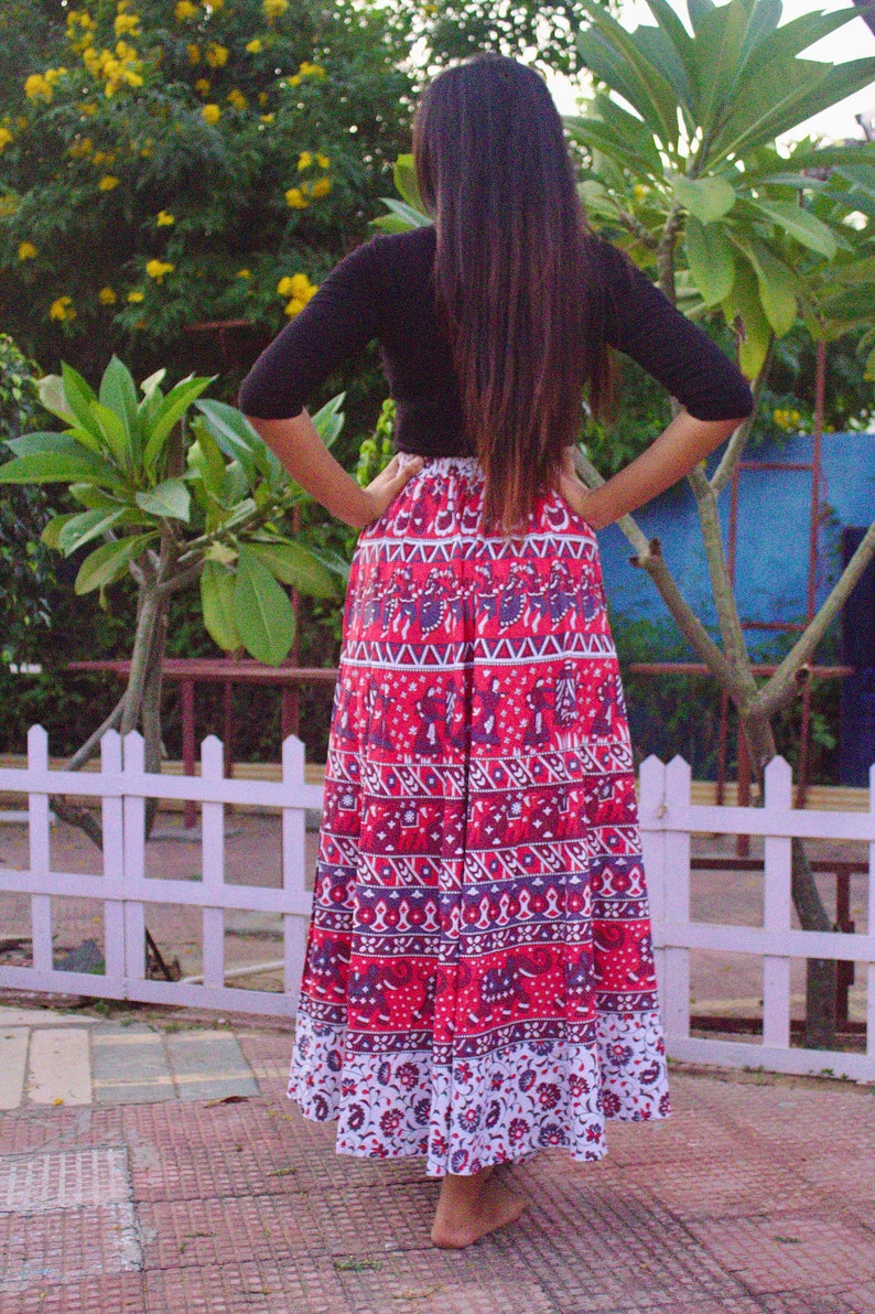 Indian Cotton Skirt A-Line Skirt Long Ethnic Beach wear Maxi Skirt for Women