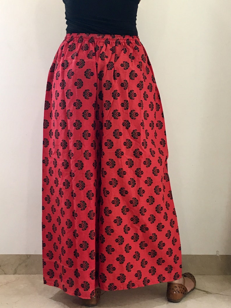 Block Print flare Palazzo Summer Trousers Indian Cotton Yoga Pants free Size