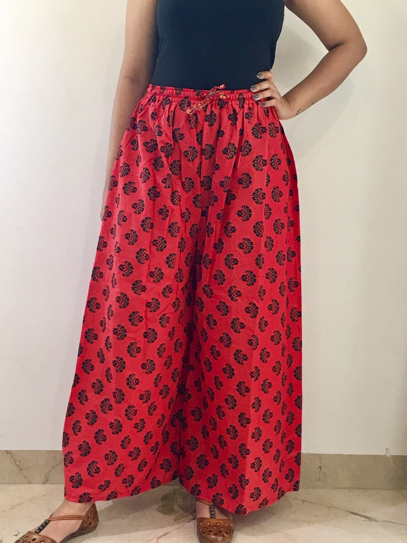 Block Print flare Palazzo Summer Trousers Indian Cotton Yoga Pants free Size