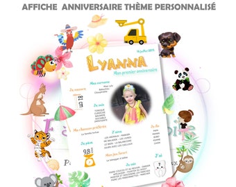 Póster de cumpleaños de bebé con foto - tema personalizado