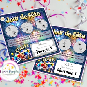 carte à gratter "Jour de Fête" - texte personnalisable toutes occasions : mariage - grossesse - parrain - marraine - témoin - cadeau... image 6