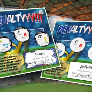 carte à gratter "Penaltyyy!!!" - texte personnalisable toutes occasions : mariage - grossesse - parrain - marraine - témoin - cadeau... demande témoin