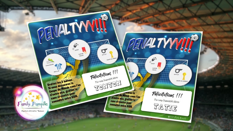carte à gratter "Penaltyyy!!!" - texte personnalisable toutes occasions : mariage - grossesse - parrain - marraine - témoin - cadeau... image 8