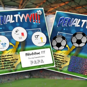carte à gratter "Penaltyyy!!!" - texte personnalisable toutes occasions : mariage - grossesse - parrain - marraine - témoin - cadeau... annonce grossesse