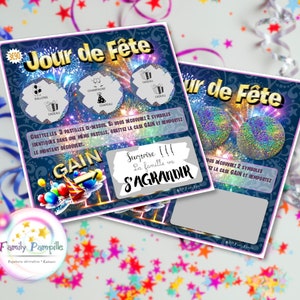 carte à gratter "Jour de Fête" - texte personnalisable toutes occasions : mariage - grossesse - parrain - marraine - témoin - cadeau... image 3