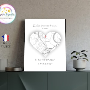 affiche carte coordonnées GPS à personnaliser