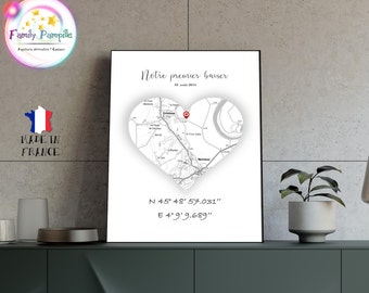 affiche carte coordonnées GPS à personnaliser