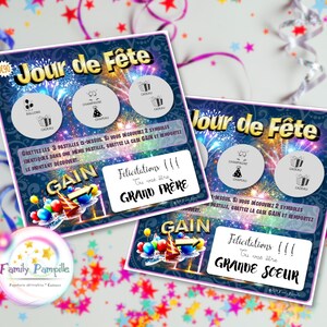 carte à gratter "Jour de Fête" - texte personnalisable toutes occasions : mariage - grossesse - parrain - marraine - témoin - cadeau... image 8