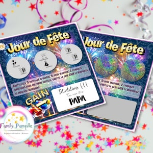 carte à gratter "Jour de Fête" - texte personnalisable toutes occasions : mariage - grossesse - parrain - marraine - témoin - cadeau... annonce grossesse