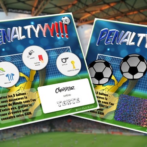 carte à gratter "Penaltyyy!!!" - texte personnalisable  toutes occasions : mariage - grossesse - parrain - marraine - témoin - cadeau...