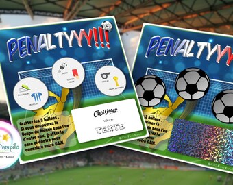 carte à gratter "Penaltyyy!!!" - texte personnalisable  toutes occasions : mariage - grossesse - parrain - marraine - témoin - cadeau...