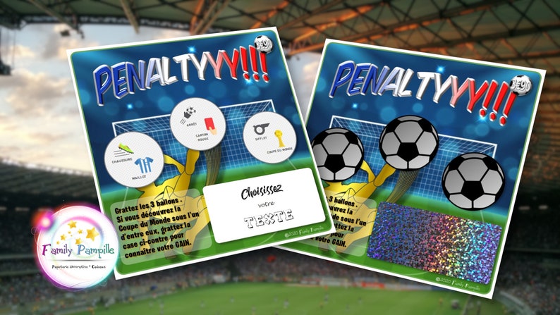 carte à gratter "Penaltyyy!!!" - texte personnalisable toutes occasions : mariage - grossesse - parrain - marraine - témoin - cadeau... texte libre